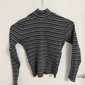 Brandy Melville Charcoal and White Striped Turtleneck